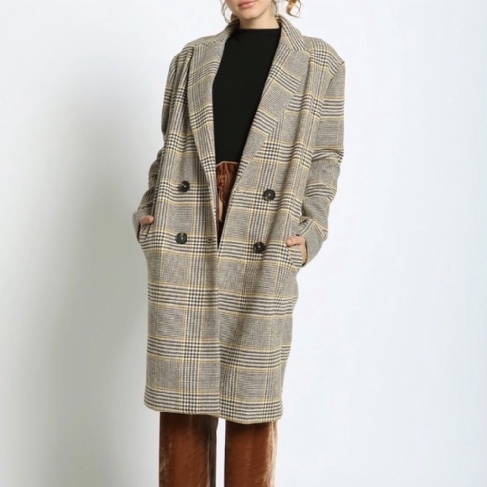 SANS SOUCI GLEN PLAID SINGLE BREASTED TRENCH COAT